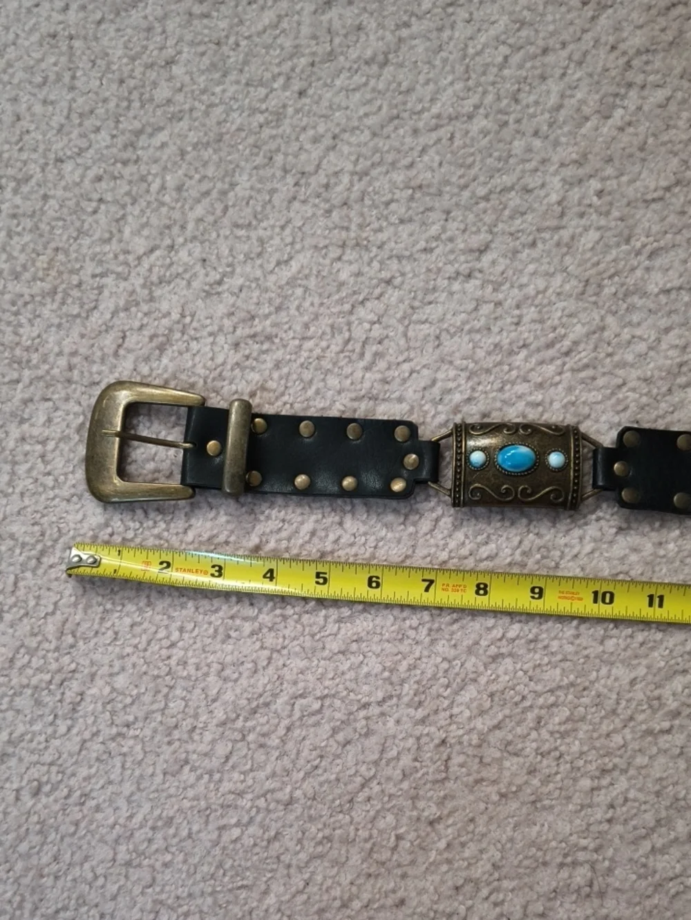 Black Girls/Kids Studded Belt with Turquoise Accent